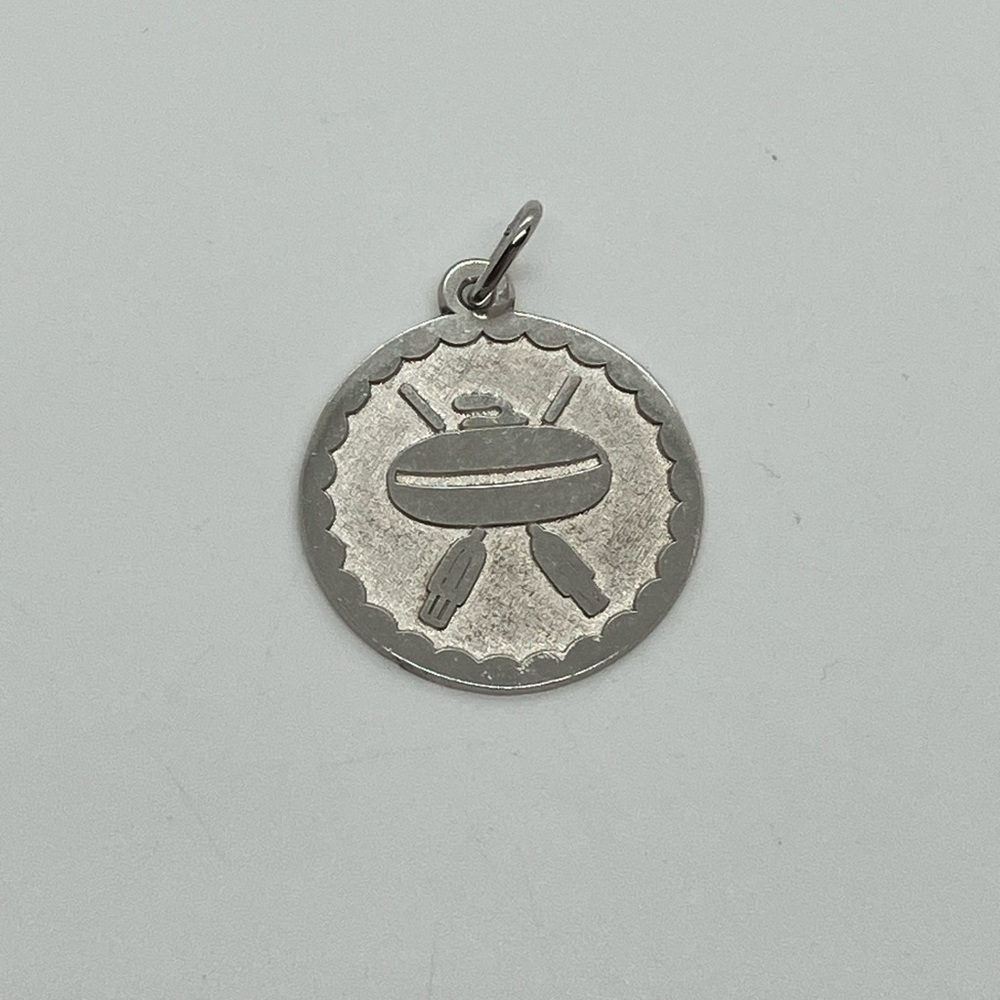 Vtg 925 Sterling Silver Curling Coin Charm / Pendant